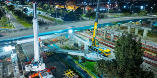 Obra puente calle 153 con autopista Norte culminó izaje de las vigas